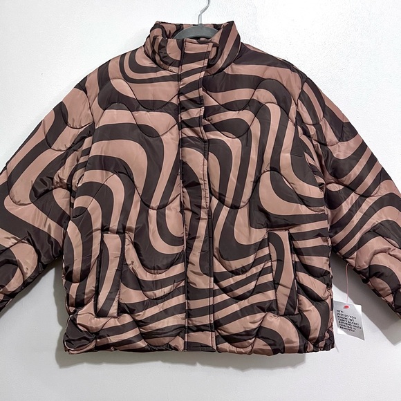 NWT ASOS Design Chocolate Swirl Quilted Limited Edition Padded Puffer Jacket - Picture 3 of 16